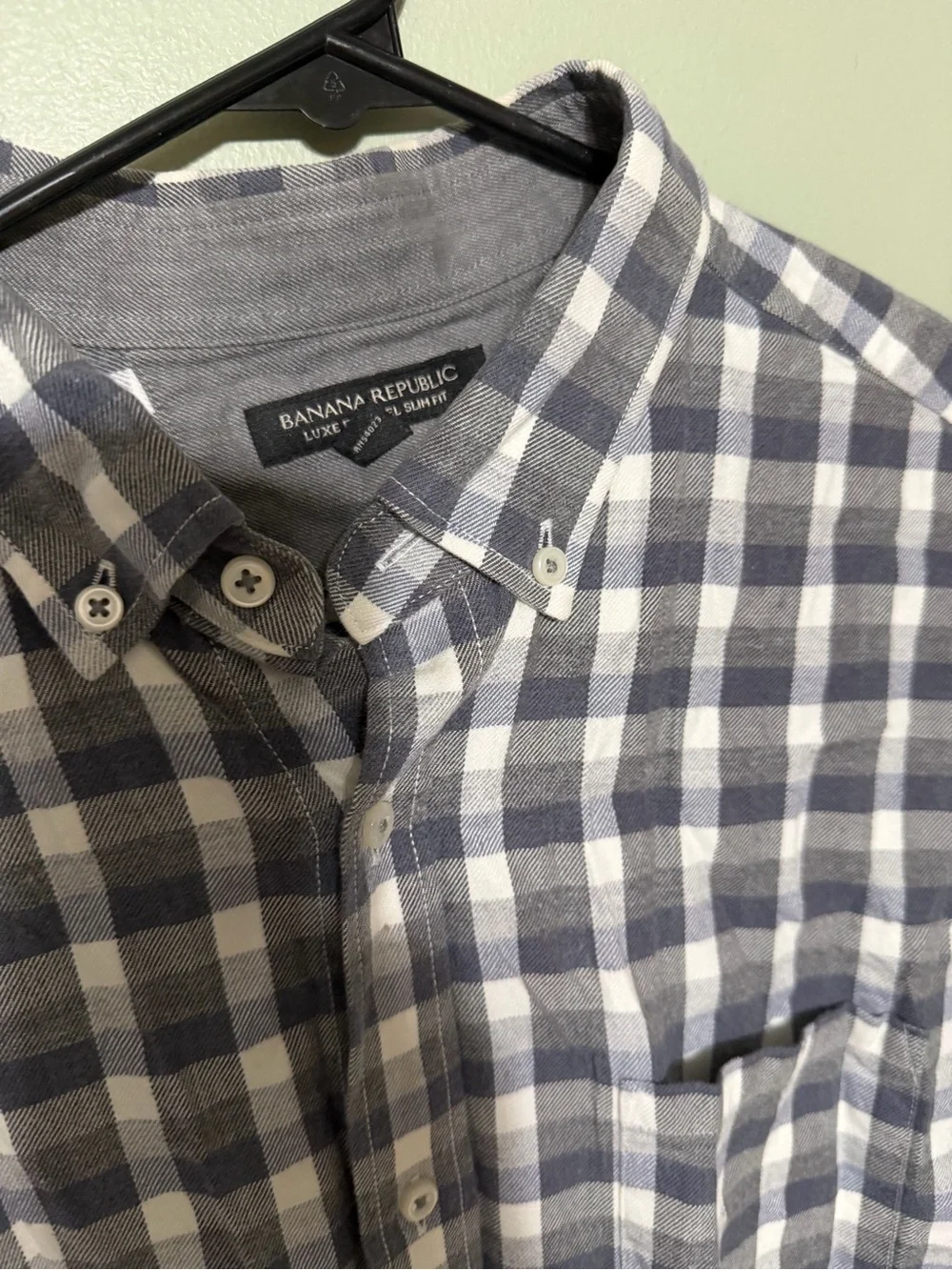 Banana Republic Navy and White Plaid Button-Down Shirt